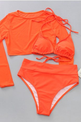ORANGE 3 PIECE BIKINI & COVERUP
