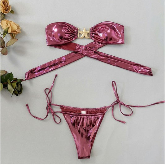 PINK METALLIC BIKINI SET