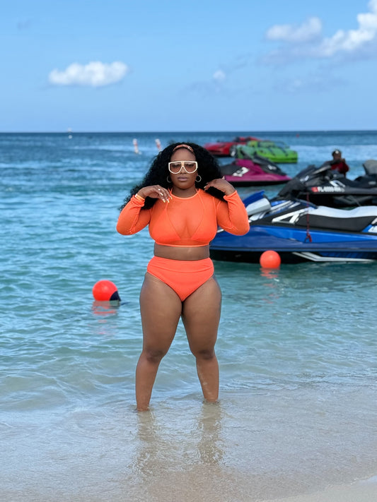ORANGE 3 PIECE BIKINI & COVERUP