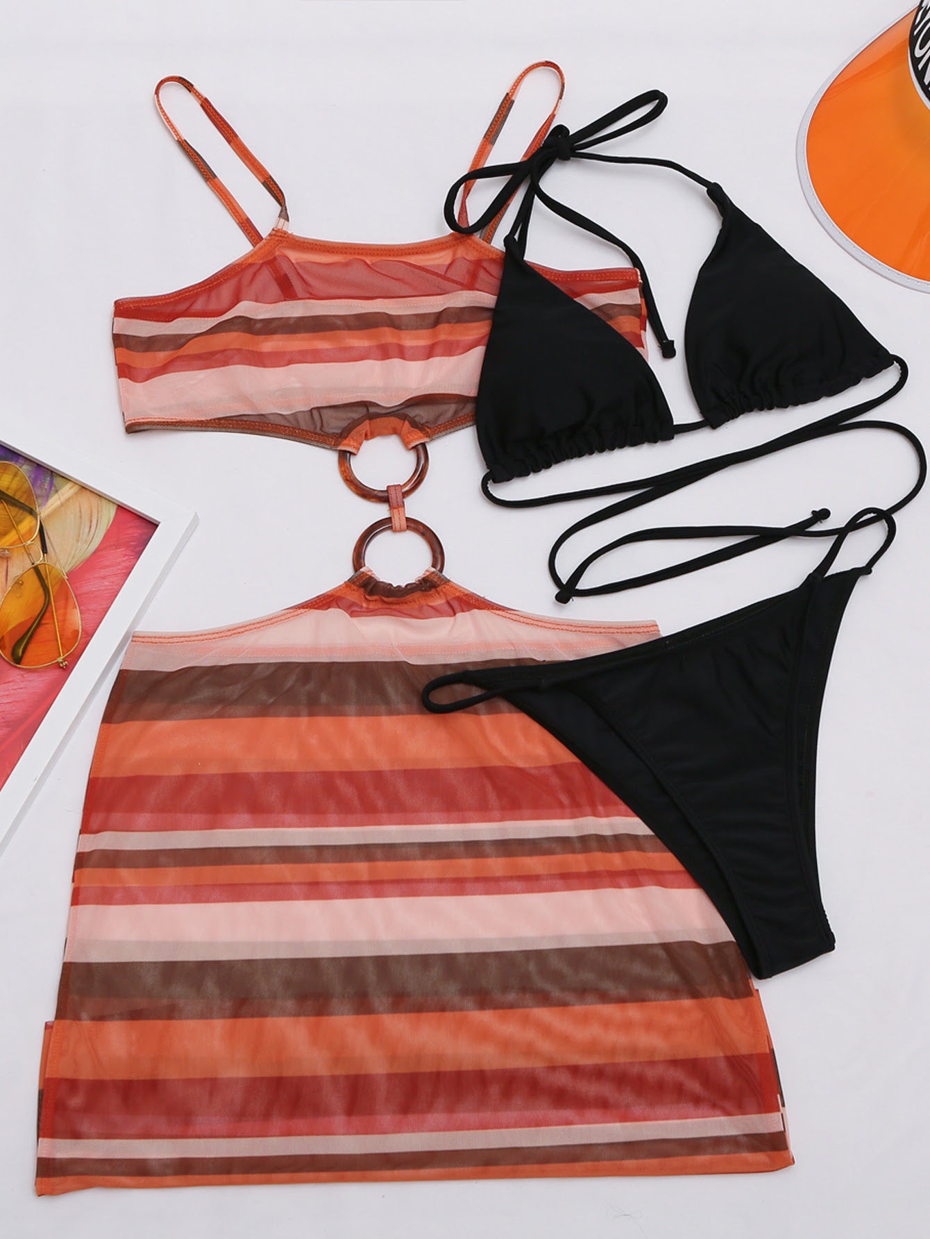 BLACK 3 PIECE COVER UP & BIKINI
