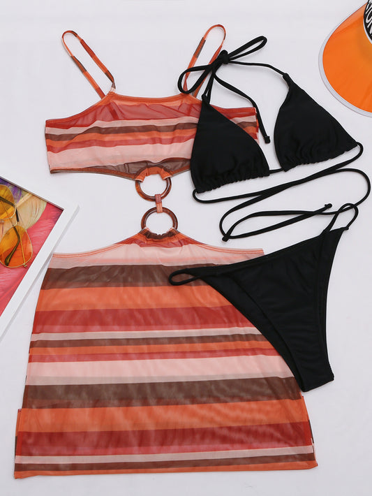 BLACK 3 PIECE COVER UP & BIKINI