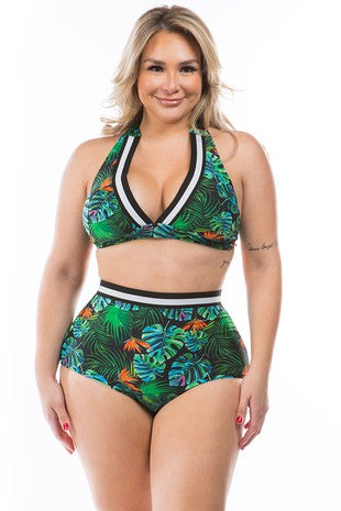 TWO PIECE SWIMSUIT HIGH WAISTED BUTTOM