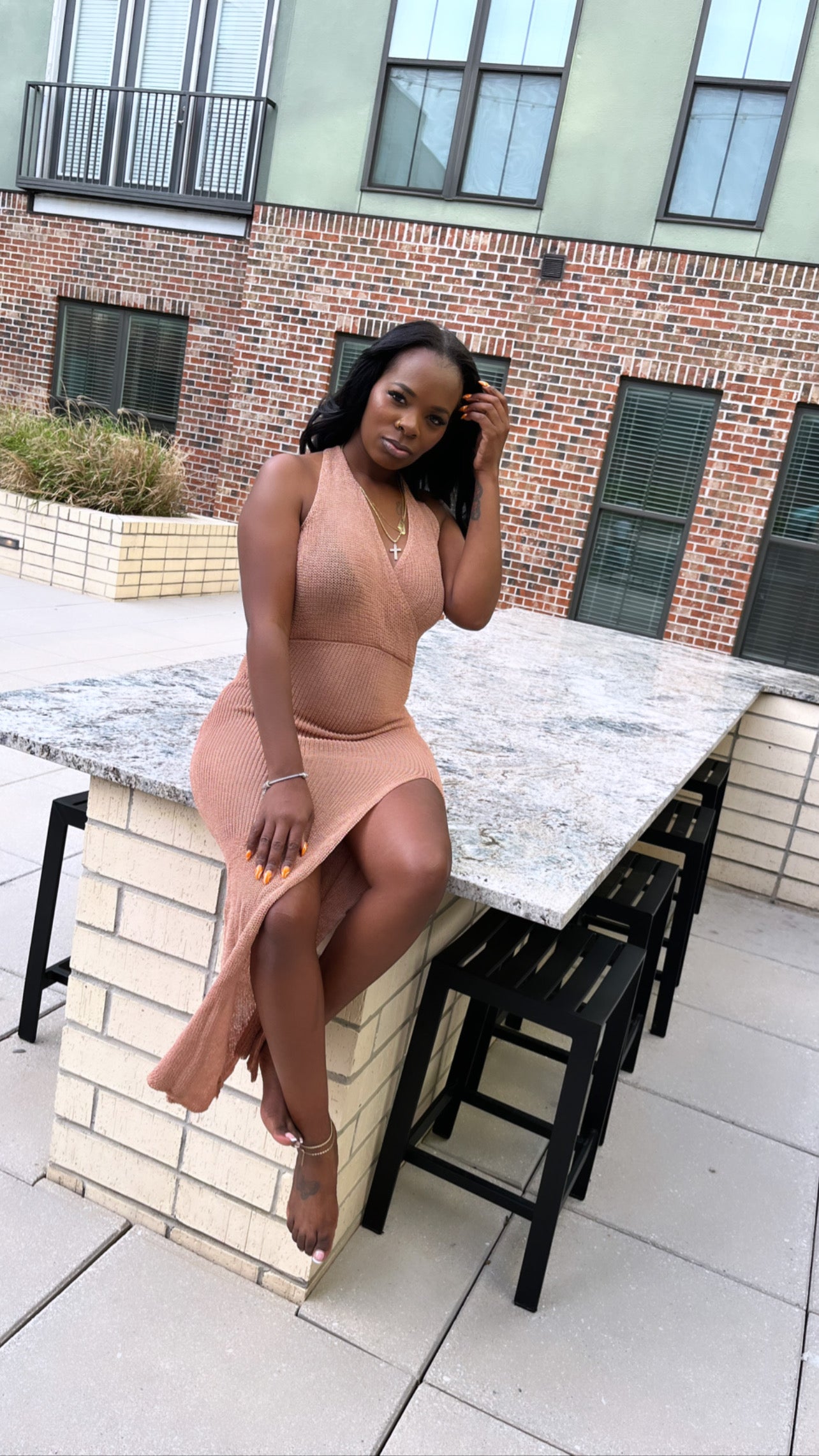 NUDE COVER UP DRESS