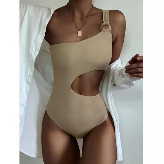 ONE SHOULDER HALTER ONE PIECE